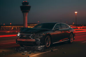 Selbst verschuldeter Unfall in Freising – Frontschaden an Pkw vor Reparatur