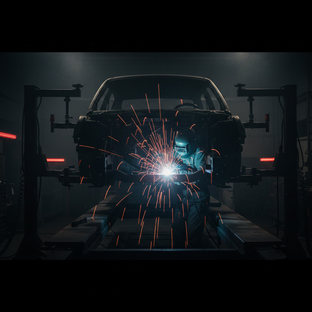 Unfallinstandsetzung und Karosseriebau auf Richtbank in Kranzberg bei Freising